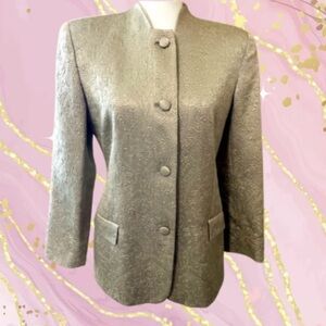 Giorgio Armani Le Collezioni Champagne Paisley Print Embossed Blazer Jacket, Vtg